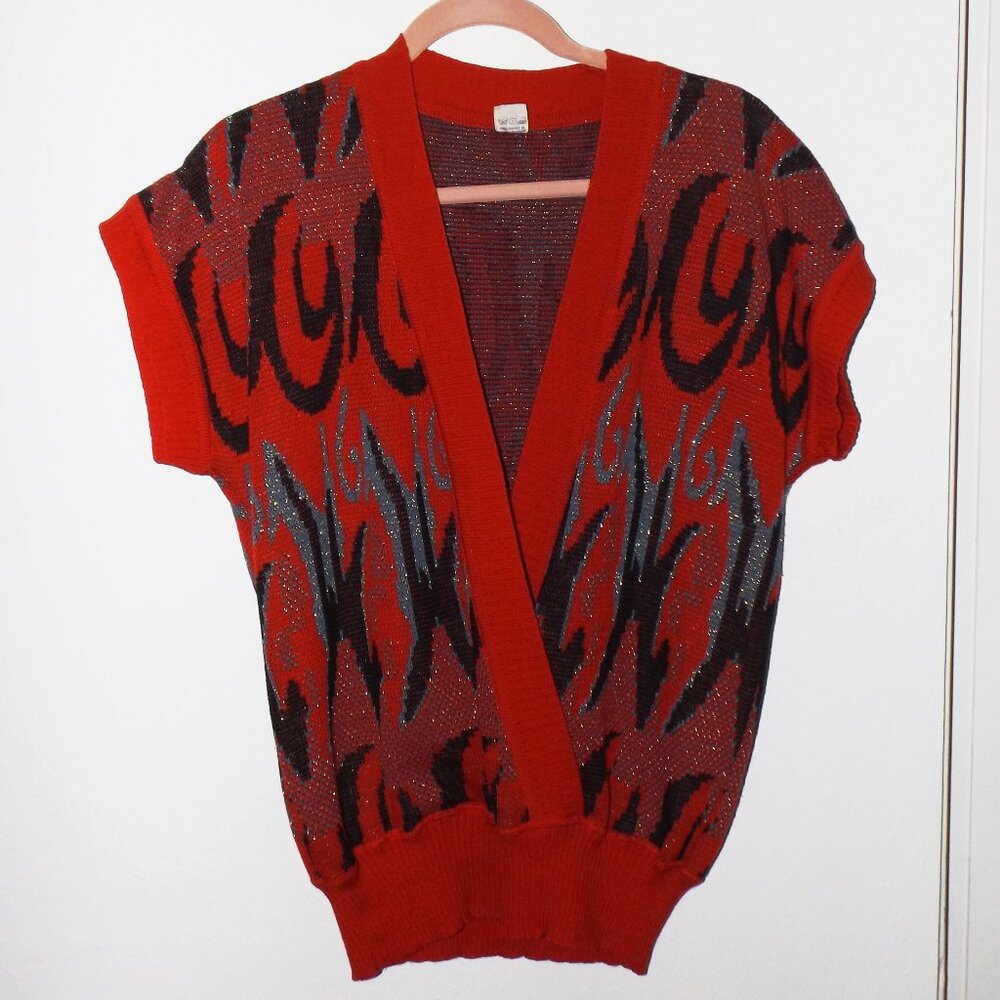 Vintage disco 1980's lurex wool vest . Size M (#EV1639)
